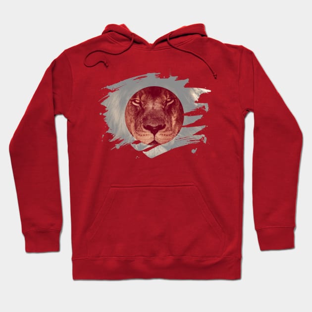 Japan Flag & African Lion Picture - Japanese Pride Design Hoodie by Family Heritage Gifts